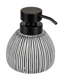 WENKO Pascoli Elegante zeepdispenser van keramiek op standaard, 0,5 l, zwart/wit, gestructureerd, 11 x 13 x 12 cm