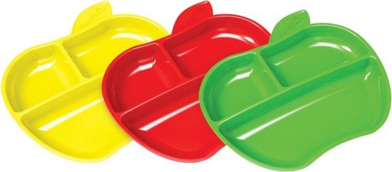 Munchkin Lil' Apple Plates - Kinderbord - 3 Stuks - Rood - Vanaf 6 Maanden