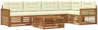 vidaXL - Bank loungeset - 5 zitplekken - Natuurlijk en crème - Acacia hout