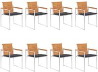 vidaXL Tuinstoelen 8 st met kussens massief acaciahout