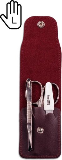 Solingen Manicure set - Linkshandig - Rode Lederen Etui - 3 delig