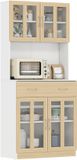 Homcom Buffetkast met vitrine - Spaanplaat - 80x40x180cm - Wit