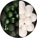 Decoris Kerstballen 60x Stuks - Donkergroen/Parelmoer Wit - 4-5-6 cm - Kunststof