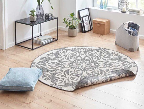 Bougari Vloerkleed Madrid 103416 140 cm rond Grijs & Crème