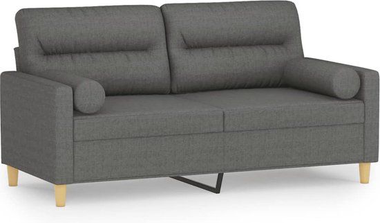 vidaXL Tweezitsbank met sierkussens 140 cm stof donkergrijs