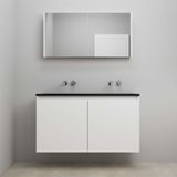 Ensemble de meubles de salle de bain On-Line - 120 cm - Prémonté - Structure de tiroir sans poignée - Lavabo en acrylique - sans trou de robinet - Armoire miroir - Blanc laqué - V01