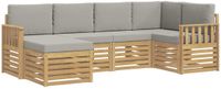 vidaXL Hoek loungeset 6-delig Wit en lichtgrijs Polyester