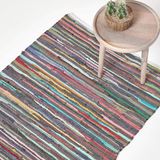 Homescapes Handgeweven katoenen Chindi-vloerkleed met kleurrijke strepen, 90 x 150 cm
