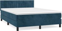 vidaXL Boxspringbed met matras, donkerblauw, 140x200 cm, fluweel