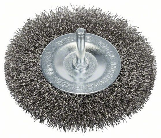 Bosch Wire Wheel Brush 100mm - 0.3mm - 6mm Shank - 4500 RPM