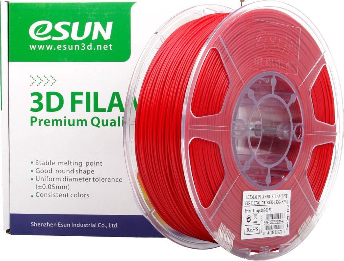 ESUN PLA+ Brandweer Rood/Fire Engine Red - 1kg - 1.75mm - 3D printer filament