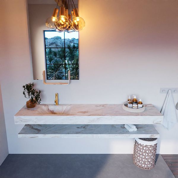 MONDIAZ ALAN-DLUX Badmeubelset 200cm Frappe met wasbak links