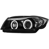 Set AUTO-STYLE Set Koplampen passend voor BMW 3-Serie E90/E91 Sedan/Touring 2005-2008 - Zwart - incl. Angel-Eyes