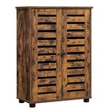 VASAGLE Meuble de salle de bain, armoire de salle de bain, meuble de rangement avec portes à persiennes, 2 étagères réglables en hauteur, pour salle de bain, salon, chambre, couloir, marron vintage BBK142X01