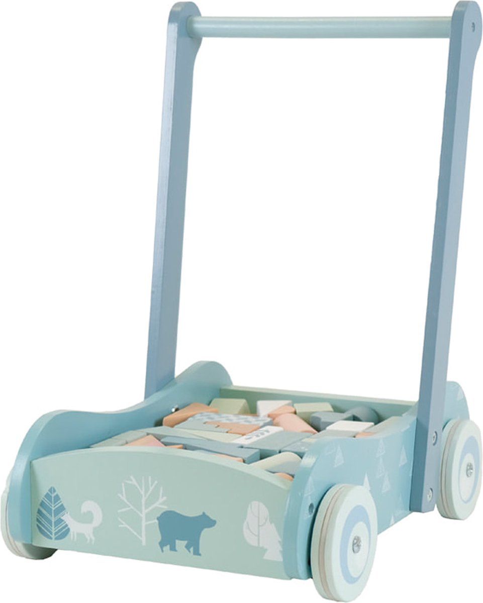 HIPPIEZ houten loopwagen Blue Walker - Blauw/Mint