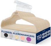 SereneLife Kleerhangers – Fluwelen Hangers - Antislip Zware Duurzame Kledinghangers Set - 150 Stuks - Ivoor