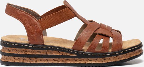 Rieker Sandalen Dames - cognac - Maat 36 - Imitatieleer - Platte sandalen