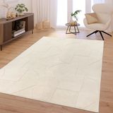 TT Home Woonkamer tapijt slaapkamer hoogpolig zacht wasbaar effen 3D look modern beige polyester 200 x 280 cm