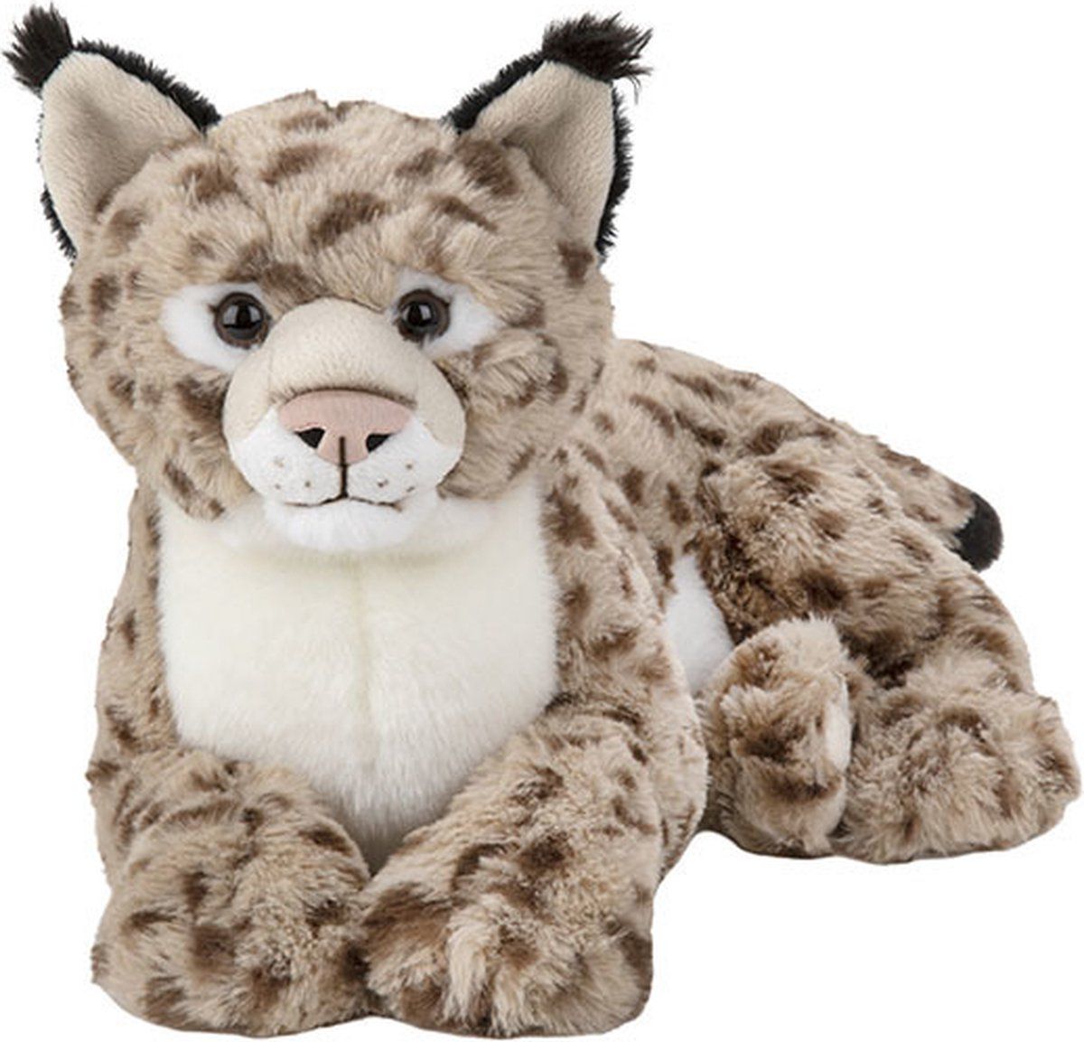 Nature Planet Pluche liggende Lynx knuffel van 39 cm - Dieren speelgoed knuffels cadeau - Bosdieren