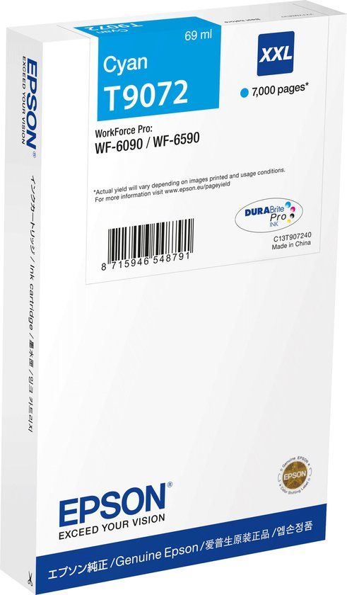 Epson C13T90724N - Cyaan - Extra High Yield - 7000 Pages - Original
