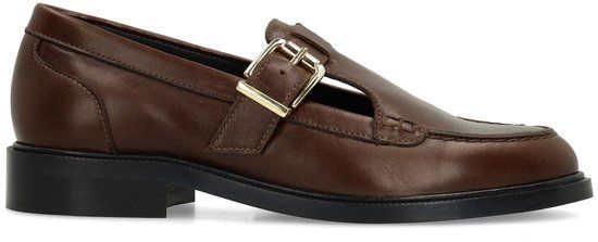 Manfield Dames Donkerbruine Leren Loafers Maat 38