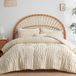 Linge de lit bohème, beige, 220x240 cm, froissé, avec 2 taies d'oreiller