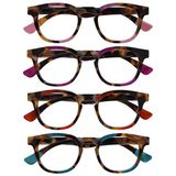 Opulize Ava 4 Stuks Vrouwen Dames Bruin Roze Purper Rood Turquoise Comfortabele Pasvorm Leesbril Scharnieren Met Veer RRRR62-45ZQ +1,00