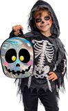 FIESTAS GUIRCA Doodskoptas van metaal (36 x 28 cm), accessoires voor Halloween en Oktoberfest, ideaal voor kinderen en volwassenen, pvc-mand, zilver, zwart