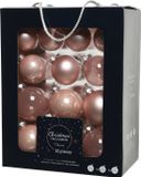 Decoris Kerstballen - 26 stuks - glas - lichtroze - 5-6-7 cm