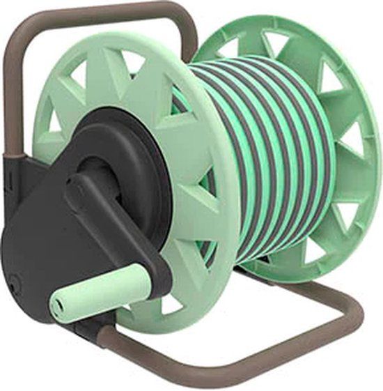 GF RECO Draagbare slanghaspel - 15 meter slang - Groen/Zwart/Bruin