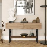 en.casa Console tafel sidetable Lappeenranta 139x43x76cm eiken en zwart