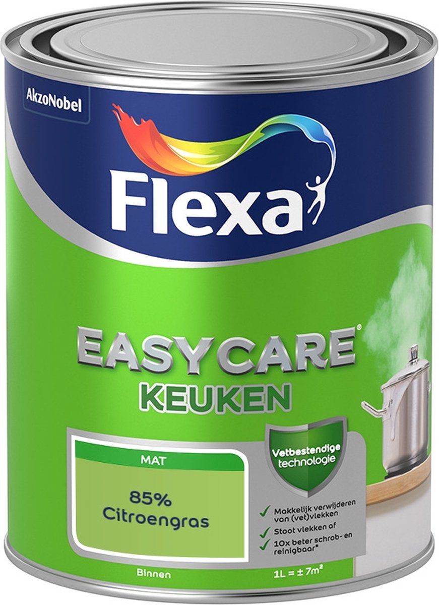 FLEXA Easycare Muurverf - Keuken - Mat - Mengkleur - 85% Citroengras - 1 liter