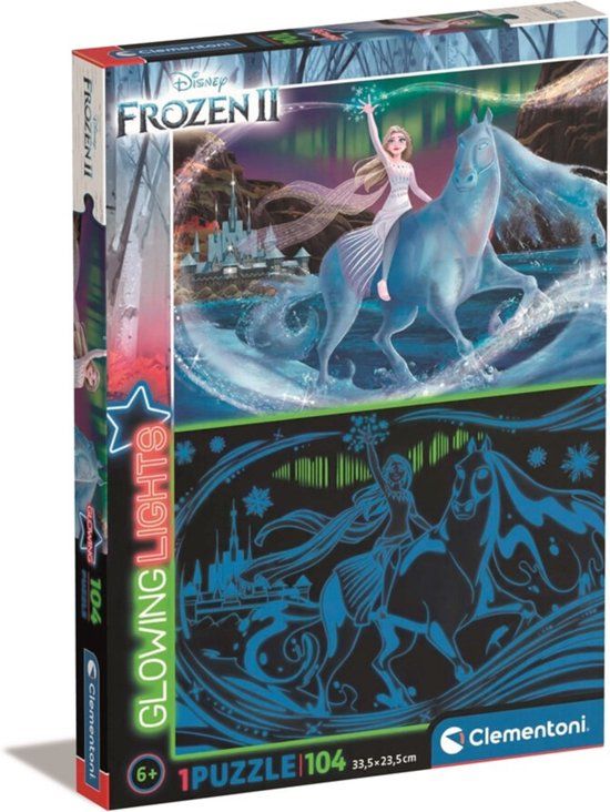 Clementoni - Puzzel 104 Stukjes Glowing Frozen 2 - Kinderpuzzel - 6-8 jaar