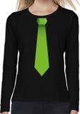 Bellatio Decorations Shoppartners Bv Stropdas groen long sleeve t-shirt zwart voor dames S