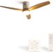 Create Plafondventilator 40W silent Ø132 cm ABS - Met Verlichting drie temperaturen - Met Wandregelaar - Met Afstandsbediening - 6 Snelheden - Timer - Zomer/Winter functie - Naturel Hout - WIND CALM
