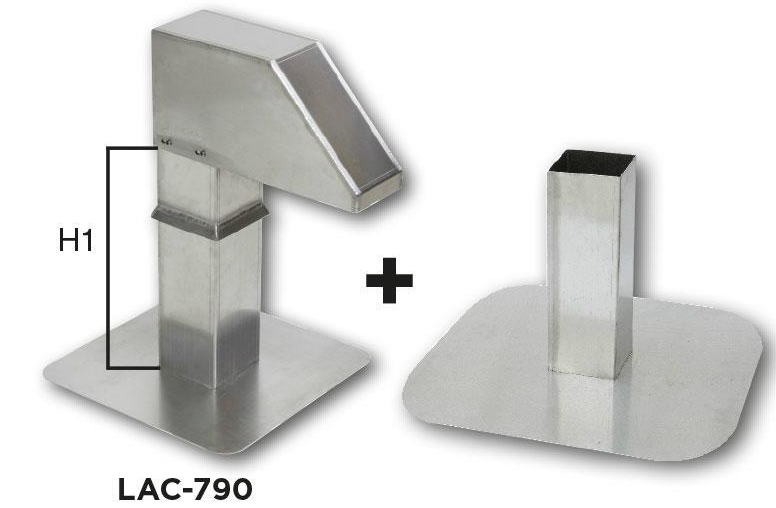 HorecaTraders Dakdoorvoer | Aluminium | regelbaar onderstel | 12x12 cm | 1 uitgang