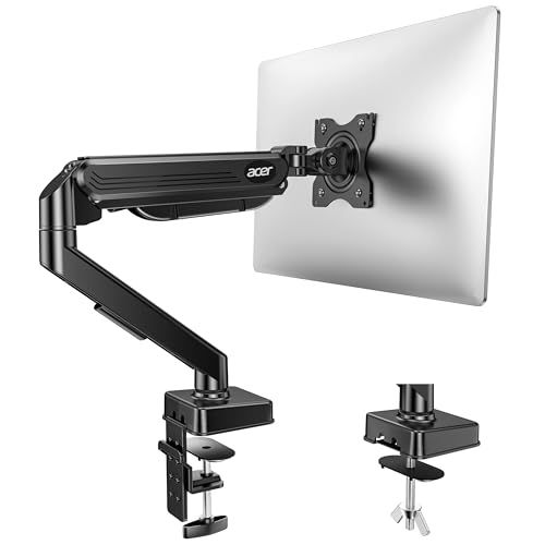 Acer Monitor Arm voor 17-34" schermen, gasveerarm houder voor één monitor, belastbaar tot 2-9Kg, in hoogte verstelbare monitorstandaard met kantel-, draai- en roteerfunctie, VESA 75/100 mm compatibel.