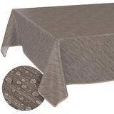 ANRO Tafelkleed Afwasbaar Wasbaar Tafelzeil Linnen Look Waterdicht Tuintafelkleed Pflegeleicht 140 x 140 cm Rechthoekig Bruin met Zoom