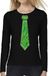 Bellatio Decorations Chemise de déguisement femme - cravate paillettes vert - noir - carnaval - manches longues XS