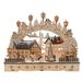 Dekohelden24 Led-kaarsenhouder van hout met beweegbare kerstboom, motief: kerstman en sneeuwkind, afmetingen: ca. 45 x 12 x 35 cm (l x b x h), werkt op batterijen of adapter.
