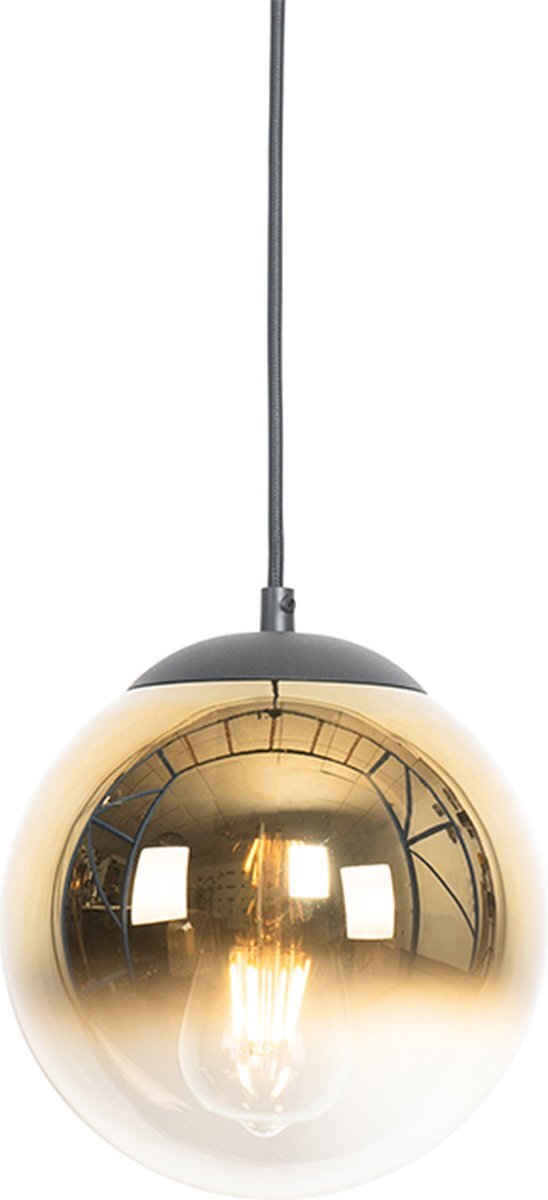 QAZQA pallon - Art Deco Hanglamp - 1 lichts - Ø 20 cm - Goud - Woonkamer | Slaapkamer | Keuken