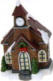 Merkloos / Sans marque Koopman International Kersthuisje Kerstkerkje Bruin Polystone 14 cm met Verlichting