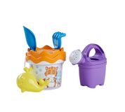 Simba 10711479 Zandspeelset kat, emmerset, 6-delig, emmer, zeef, zandvorm, schep, hark, gieter (h): 11 cm, D: 14 cm, zandspeelgoed voor kinderen vanaf 3 jaar