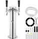 Latios Colonne de tirage de bière - Kegerator Colonne de tirage - 2 robinets auto-fermants - Inox - Tuyaux pré-assemblés