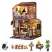 OEM Miniatuur poppenhuis bouwpakket, hout, LED-verlichting, muziek, schaal 1:24, afmetingen 18x26,4x11,5 cm