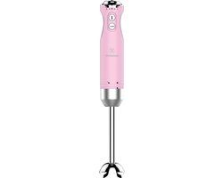 Westinghouse Retro Staafmixer - Turbo functie - Handblender - RVS Mixvoet - Antispat - 600W - Roze