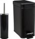 MSV Badkamer accessoires set - zwart - metaal - pedaalemmer 5L en toiletborstel in houder