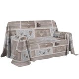 PENSIERI DELICATI Bankhoes 250 x 290 cm, Gemaakt in Italië, 100% Puur Katoen Sprei, Patroon Shabby in Love Beige, Ideaal voor Zomer (Tweepersoonsbed)
