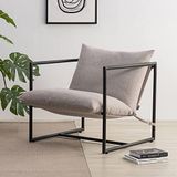Zinus Ada Grote stoel, 79 x 68 x 79 cm, metalen frame en bekleding van gemalen schuim, beige