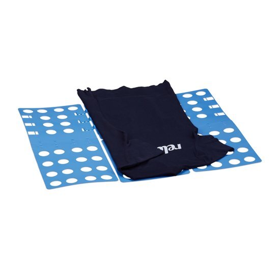 Relaxdays vouwplank 68 x 57 cm - opvouwen van kleding - Sheldon - vouwhulp voor wasgoed blauw